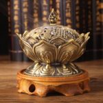Encensoir en forme de fleur de Lotus, support bouddhiste de bouddha, Mini encensoir en laiton, artisanat en métal, décoration de la maison 7