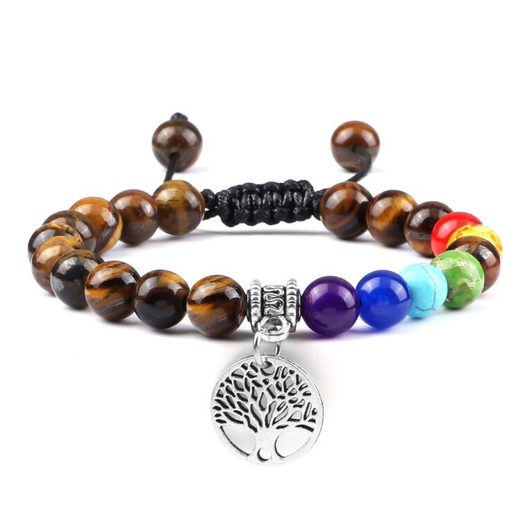Bracelets d'arbre de vie de 7 chakras en pierre naturelle Reiki, perles de guérison, Bracelets pour femmes et hommes, Bracelet de Yoga, bijoux de méditation, cadeau 36
