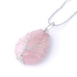 CSJA pierre naturelle et cristaux pendentif pierre naturelle collier pierre collier arbre de vie pendantif pierre naturelle amethyste pierre naturelle quartz rose  oeil de tigre collier femme bijoux fleur de vie G953 16