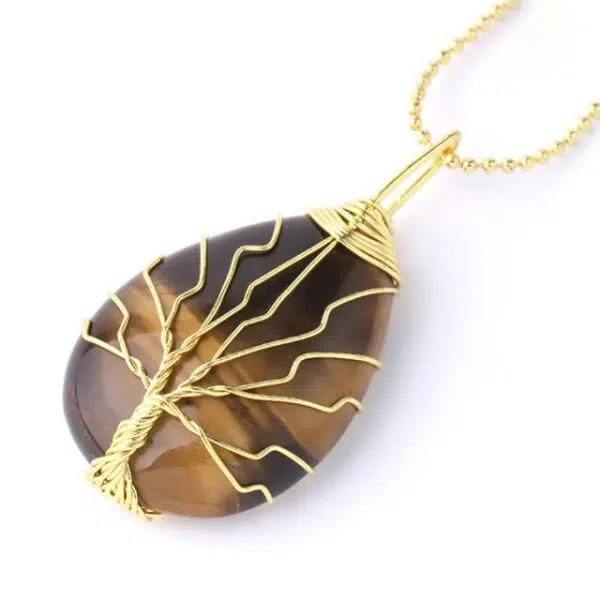 CSJA pierre naturelle et cristaux pendentif pierre naturelle collier pierre collier arbre de vie pendantif pierre naturelle amethyste pierre naturelle quartz rose  oeil de tigre collier femme bijoux fleur de vie G953 17