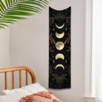 Tapisserie murale suspendue en forme de lune, motif Floral, Vintage, étoile psychédélique, serpent, Divination, bohème, décoration artistique pour la maison 15