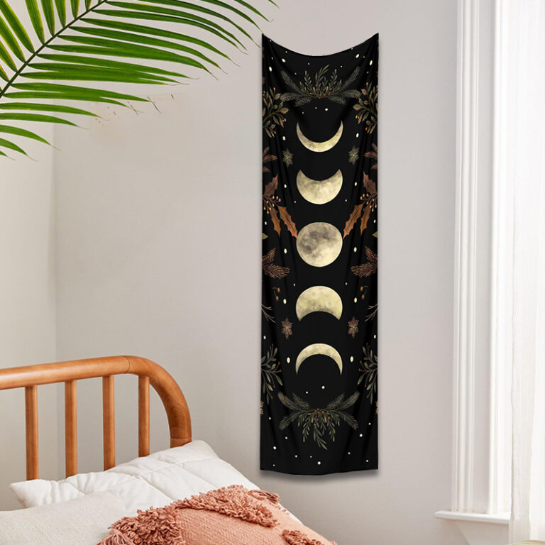 Tapisserie murale suspendue en forme de lune, motif Floral, Vintage, étoile psychédélique, serpent, Divination, bohème, décoration artistique pour la maison 15