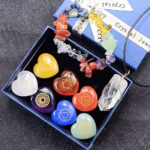 Lot de 11 pendentifs hexagonaux en pierre de cristal naturel, coffret cadeau, Bracelet Chakras, Quartz, ornements minéraux, colliers 13