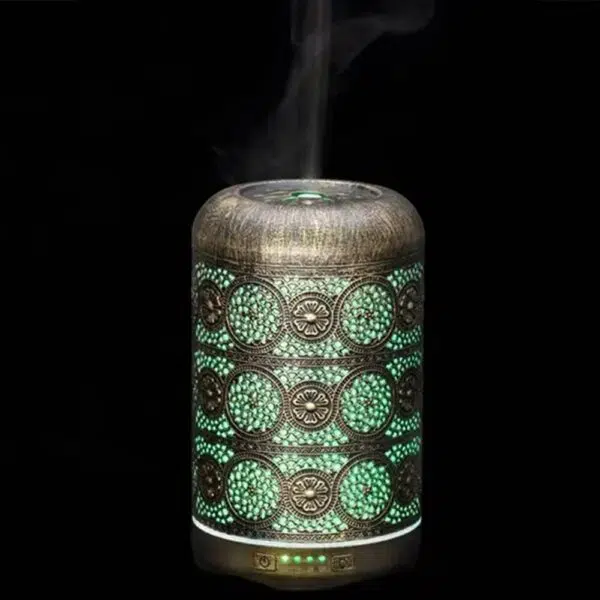 Diffuseur d'huiles essentielles en métal pour aromathérapie, humidificateur d'air, veilleuse à 7 couleurs, minuterie d'arrêt automatique, pour bureau et chambre à coucher, 260ml 6