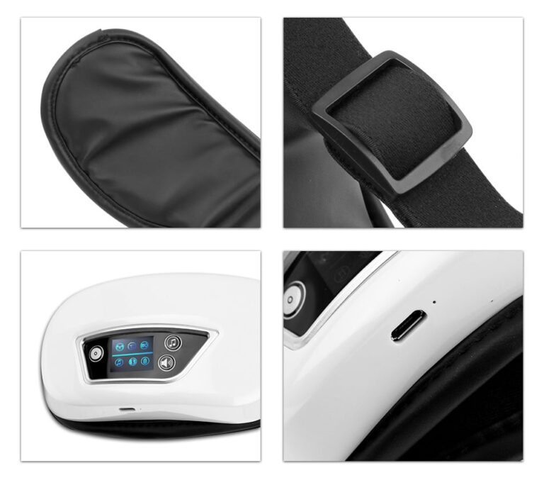 Ohio eur oculaire intelligent 6D, vibration de l'airbag, soins oculaires, compresse chaude, Bluetooth, lunettes de massage, poudres de fatigue et déformable 16