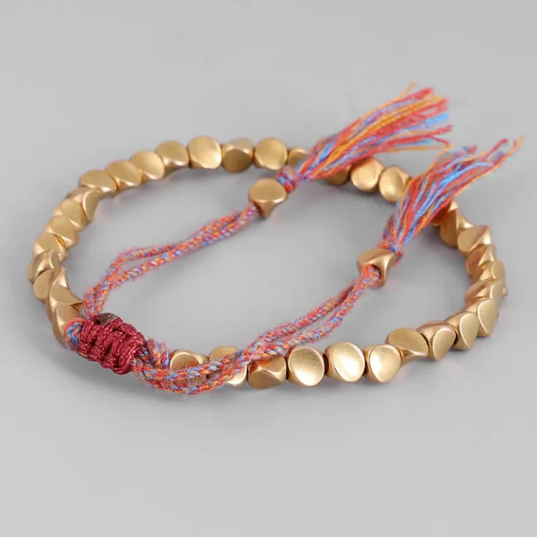 Bracelets bouddhistes tibétains faits à la main, perles de cuivre tressées, Bracelet en corde porte-bonheur et Bracelets pour femmes et hommes, livraison directe 11